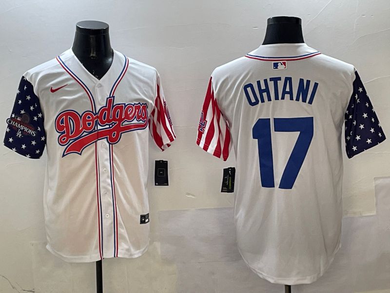 Men Los Angeles Dodgers #17 Ohtani White a generation of national flags Joint name 2025 Nike MLB Jersey style 13->los angeles dodgers->MLB Jersey